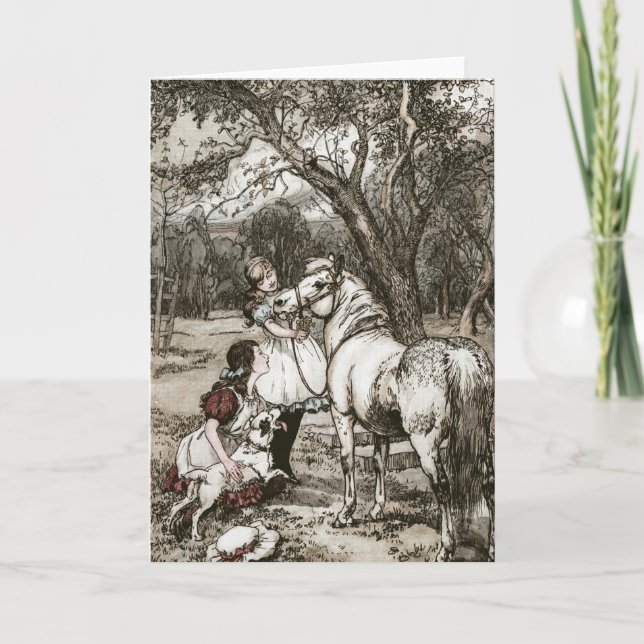Merryleg horse from Black Beauty bok by Sewell Helgkort (Framsida)