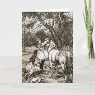 Merryleg horse from Black Beauty bok by Sewell Helgkort