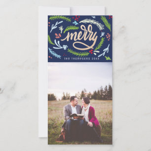 Merryscript julfaux Guld Glitter-fotokort Julkort