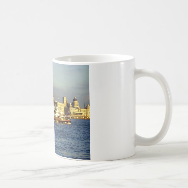 Mersey färja & Liverpool strand Kaffemugg (Höger)