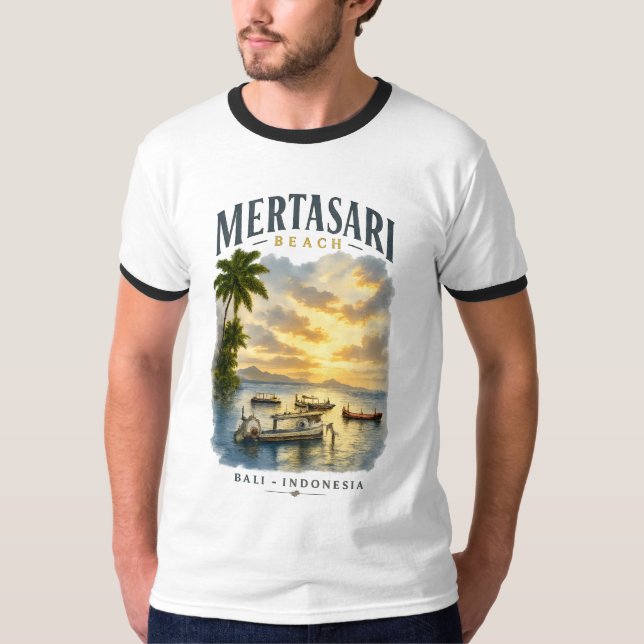 Mertasari Beach Bali Basic Ringar T-Shirt (Framsida)