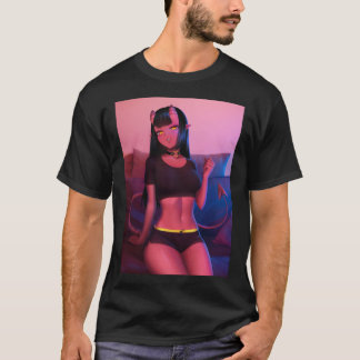 Meru the Succubus Meru the Demon Girl Black Borde T Shirt