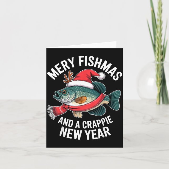 Mery Fishmas And A Crape New Year Funny Fishing Ch Kort (Framsida)