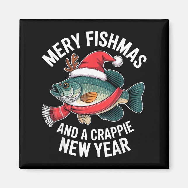 Mery Fishmas And A Crape New Year Funny Fishing Ch Magnet (Framsidan)
