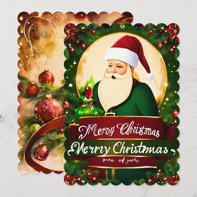 Mery-julhälsningskort Julkort (Fram/baksida)