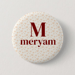 Meryam Monogram med hjärtbakgrund badge Knapp
