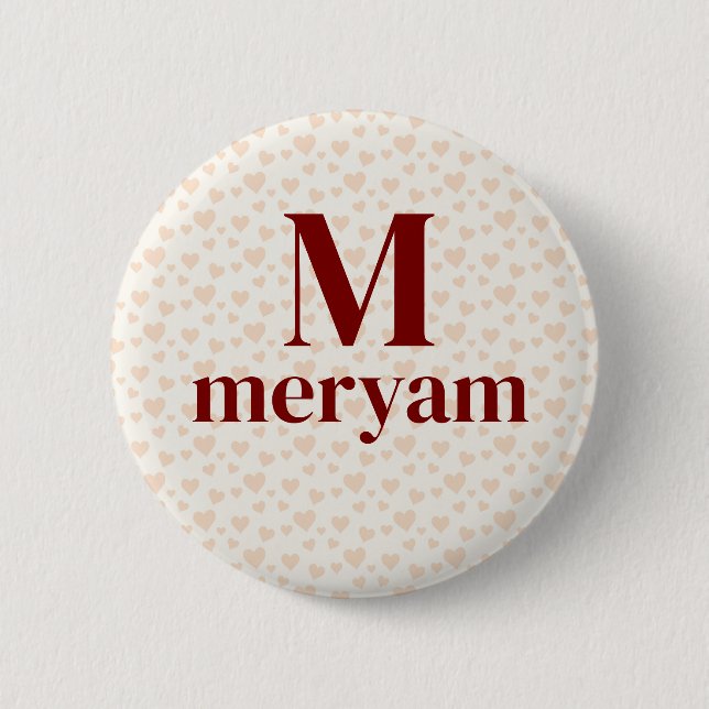 Meryam Monogram med hjärtbakgrund badge Knapp (Framsida)