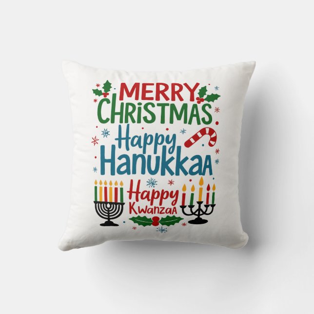 MERYY CHRISTMAS LYCKLIG KWANZA LYCKLIG HANUKAA KUDDE (Baksida)