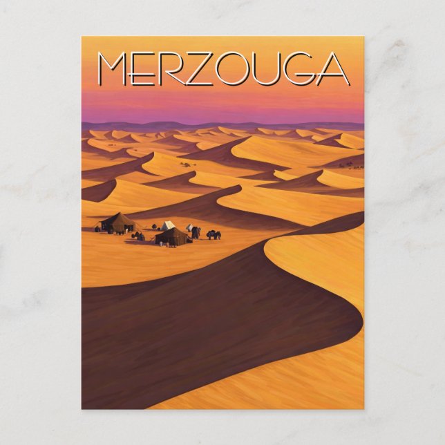 Merzouga Marocko Desert Travel Vykort (Framsida)