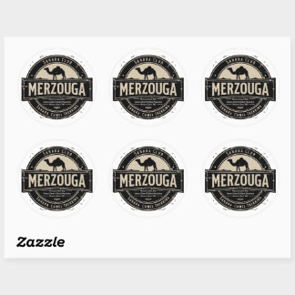 Merzouga Sahara Kamelritt Vintage-märke | Retro M Runt Klistermärke