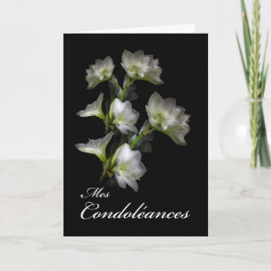 Mes Condoléances, fransk sympati, vitblommor Kort