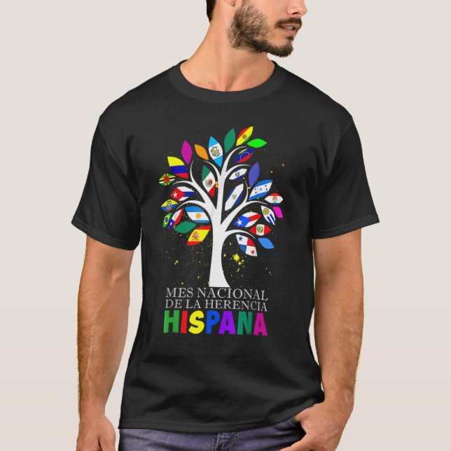 Mes Nacional de La Herencia Hispana Flaggor Countr T Shirt (Framsida)