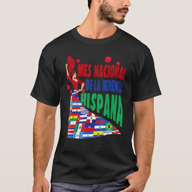 Mes Nacional De La Herencia Hispana flaggor Dancin T Shirt (Framsida)