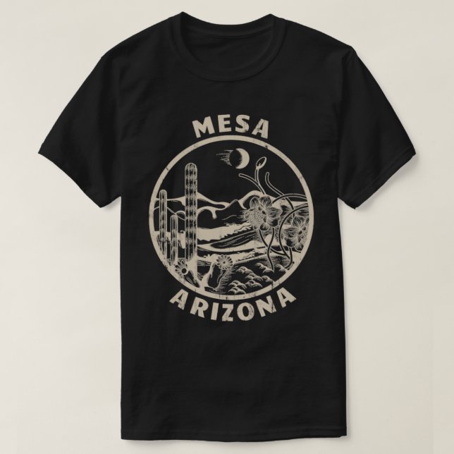 Mesa Arizona Linocut Distress Desert Illustratio T Shirt (Design framsida)