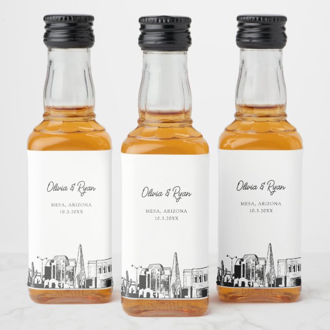 Mesa Arizona Party Favor Welcome Gift Anpassningsb Spritflaskor Etikett (Flaskor)