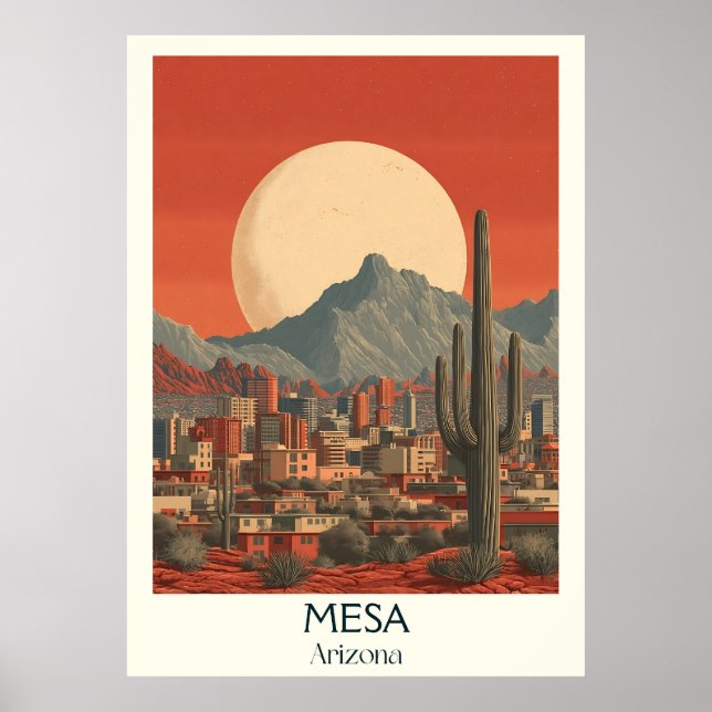 Mesa Arizona Retro Travel Poster | Vintage Desert (Framsidan)