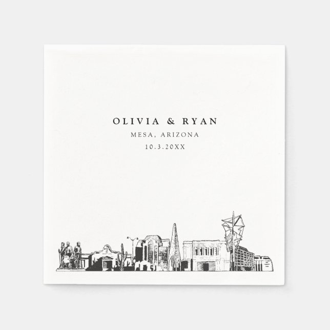 Mesa Arizona Skyline Bröllop Papper Cocktail Napki Pappersservett (Framsidan)