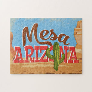 Mesa Arizona Tecknad Desert Vintage resor Pussel