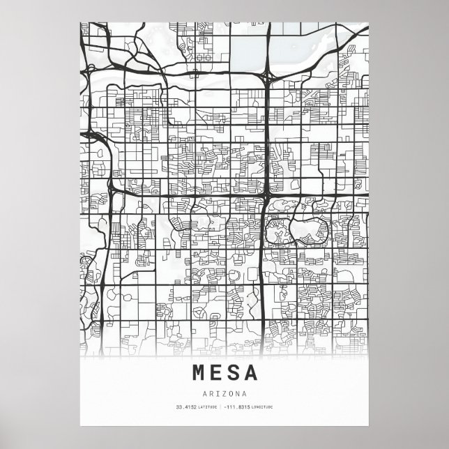 Mesa City Karta Poster (Framsidan)