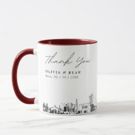 Mesa Skyline Sketch Enkel Anpassad Bröllops Kopp