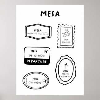 Mesa - Travel Frimärke Collection | Minimalistisk  Poster