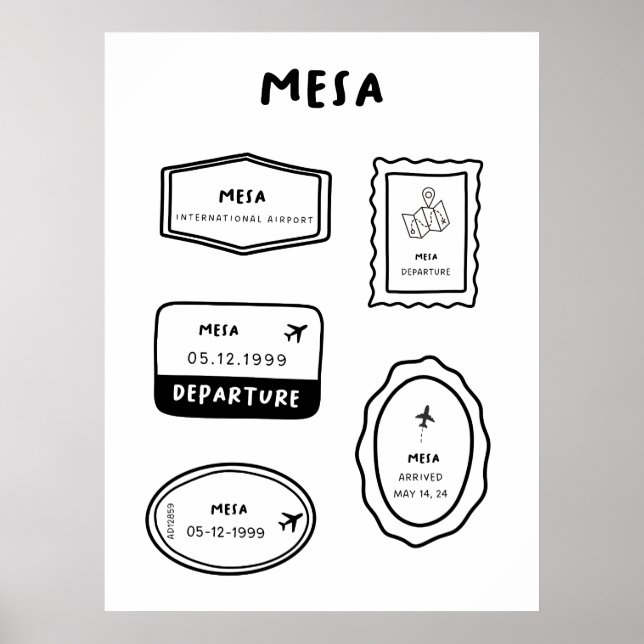 Mesa - Travel Frimärke Collection | Minimalistisk  Poster (Framsidan)