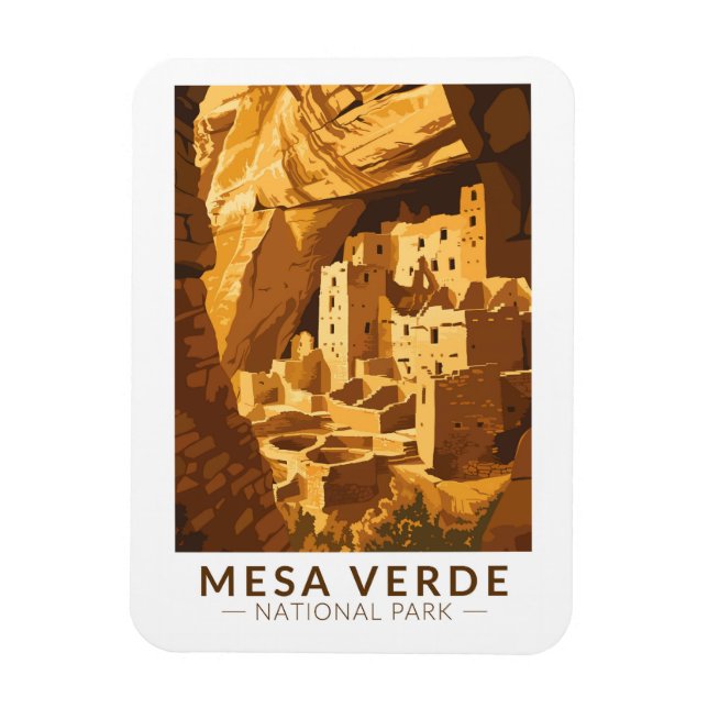Mesa Verde National Park Cliff Palace Travel Art Magnet (Vertikal)