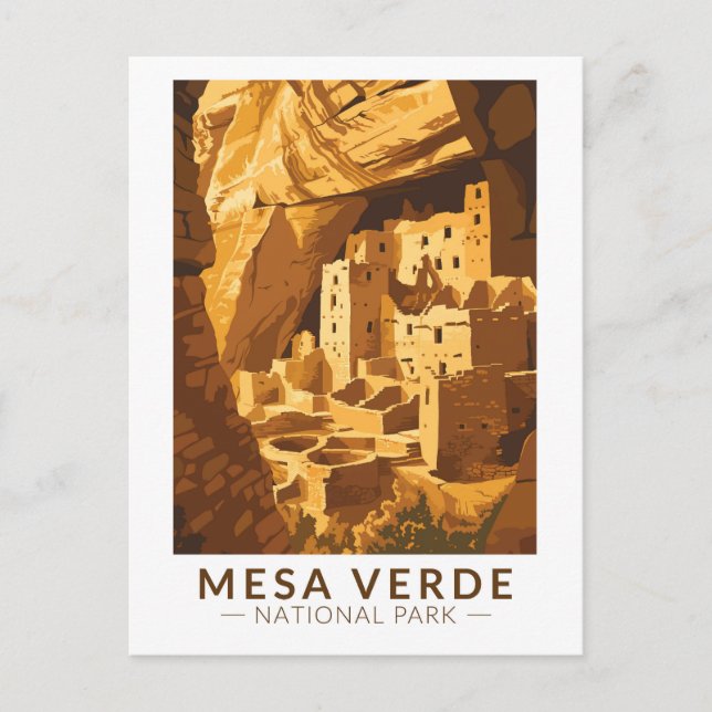Mesa Verde National Park Cliff Palace Travel Art Vykort (Framsida)