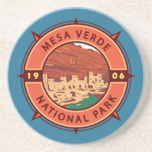 Mesa Verde National Park Retro Compass Emblem Underlägg