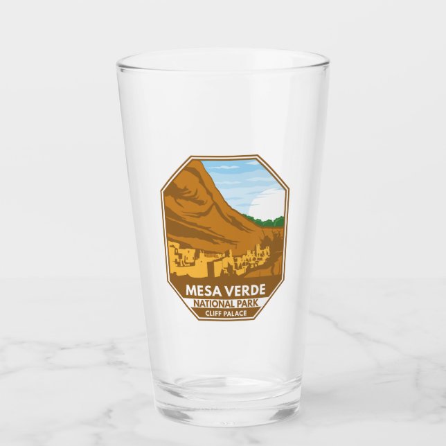 Mesa Verde nationalpark Cliff Palace Retro Emblem Glaskopp (Framsida)