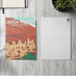 Mesa Verde Nationalpark Colorado Färgrik Vintage Vykort
