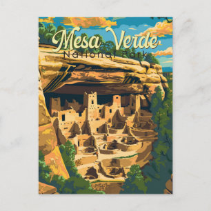 Mesa Verde nationalpark Illustration Resa Konst Vykort