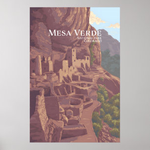 Mesa Verde Nationalpark Reseskylt Poster