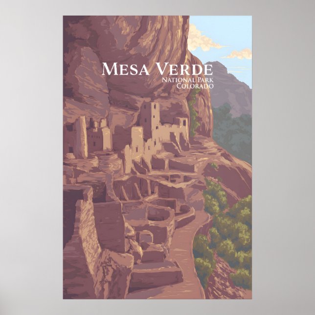 Mesa Verde Nationalpark Reseskylt Poster (Framsidan)