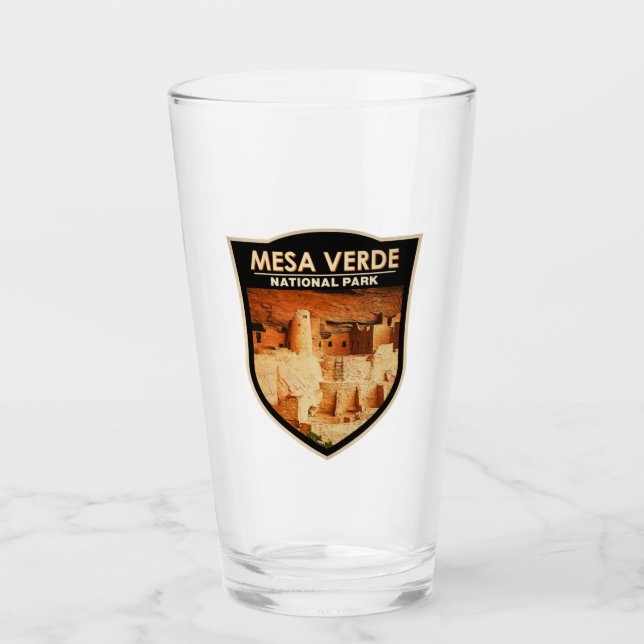 Mesa Verdes nationalpark Colorado Watercolor Badge Glaskopp (Framsida)