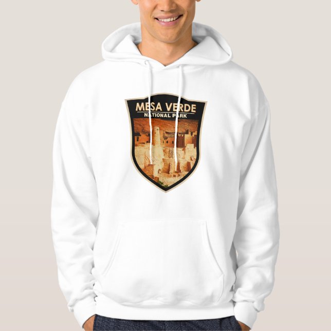 Mesa Verdes nationalpark Colorado Watercolor Badge Hoodie (Framsida)