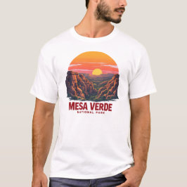 Mesa Verdes nationalpark Flat Retro Sunset Art T Shirt