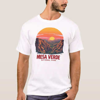 Mesa Verdes nationalpark Flat Retro Sunset Art T Shirt