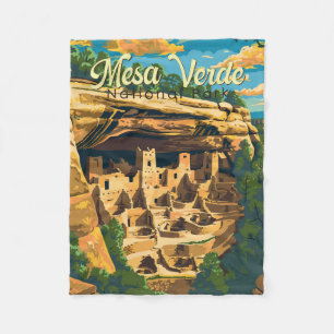 Mesa Verdes nationalpark Illustration Travel Art Fleecefilt