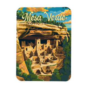 Mesa Verdes nationalpark Illustration Travel Art Magnet