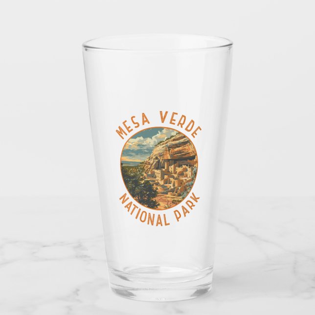 Mesa Verdes nationalpark Retro Distress Circle Glaskopp (Framsida)