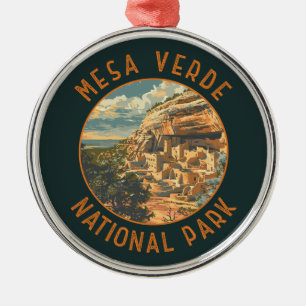 Mesa Verdes nationalpark Retro Distress Circle Julgransprydnad Metall