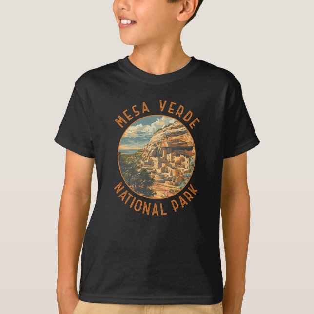 Mesa Verdes nationalpark Retro Distress Circle T Shirt (Framsida)