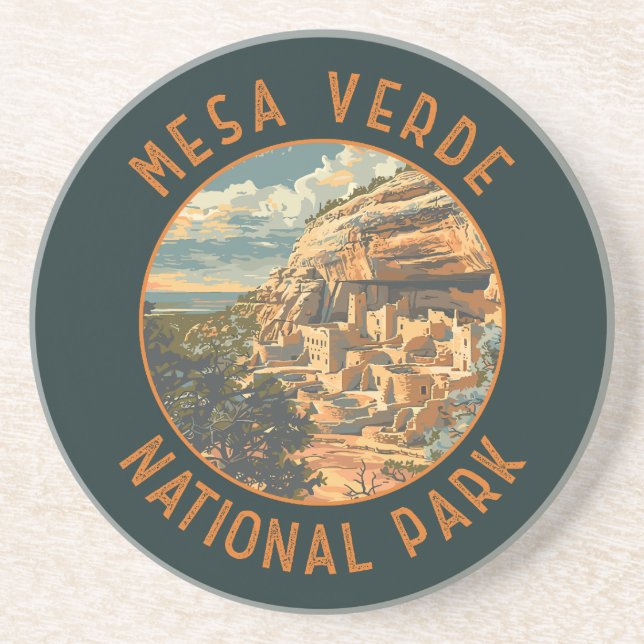 Mesa Verdes nationalpark Retro Distress Circle Underlägg (Framsidan)