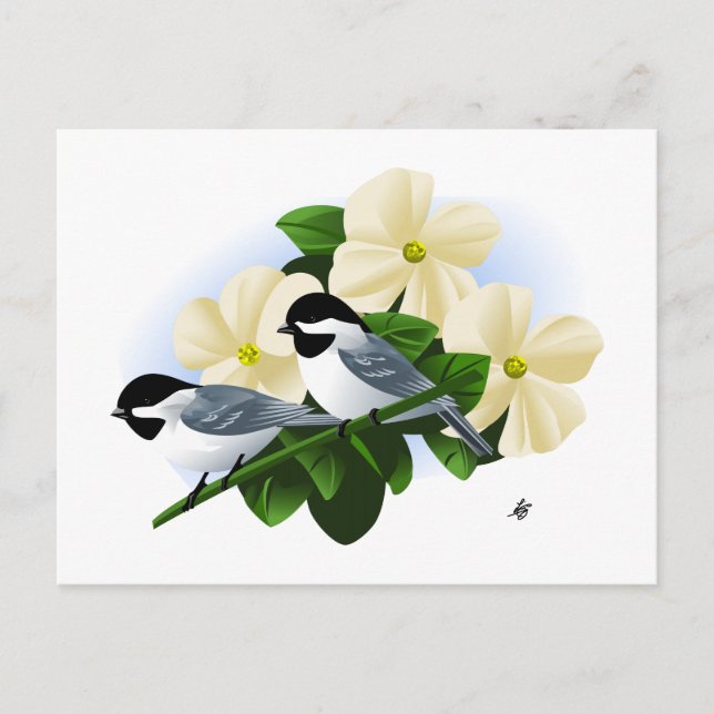 Mesarar och Cornus Blomma Vykort (Framsida)