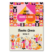 Mesero Plegable Boda Festival Naranja y Rosa