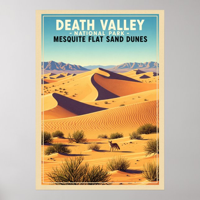 Mesganska Flat Sand Dunes Death Valley V01 Poster (Framsidan)