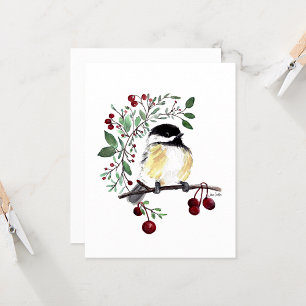 Mesmerande Chickadee Vattenfärgskort
