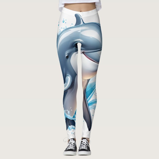 "Mesmeriera blå delfindesign på Trendigets bindnin Leggings (Framsida)