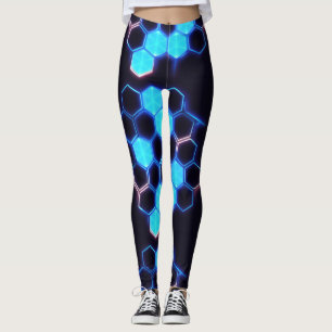 Mesmeriing Holograf Cyberpunk Hexagon Tiles Leggings